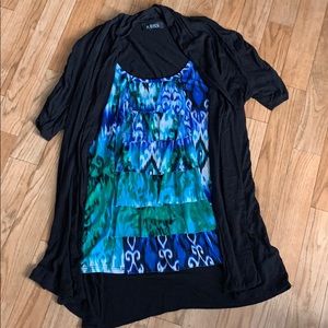 Cardigan with built in shirt